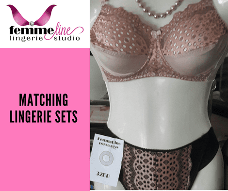 Flesh & Black Matching Lingerie Set