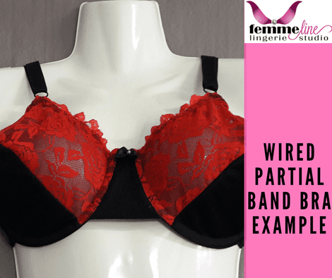 Balck & Red Wired Partial Band bra