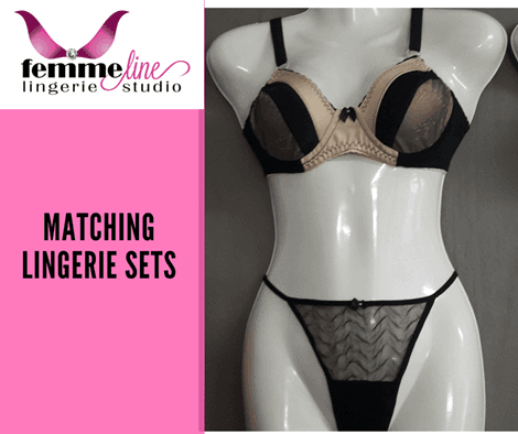 Black & Flesh Matching Lingerie Set