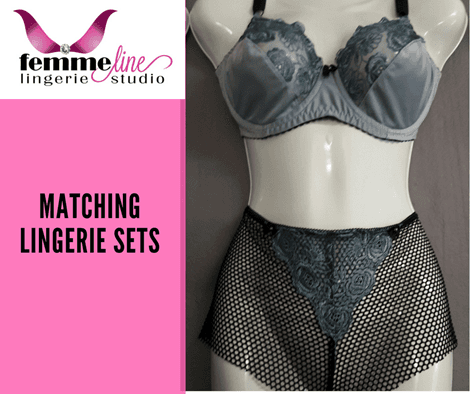 Grey Green Matching Lingerie Set