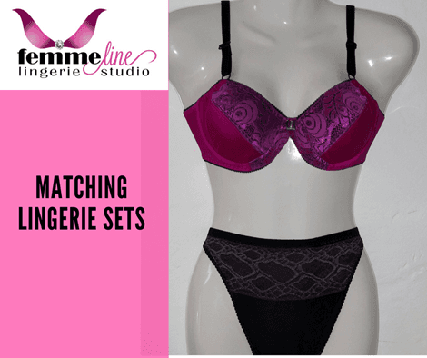Black & Fuchsia Matching Lingerie Set