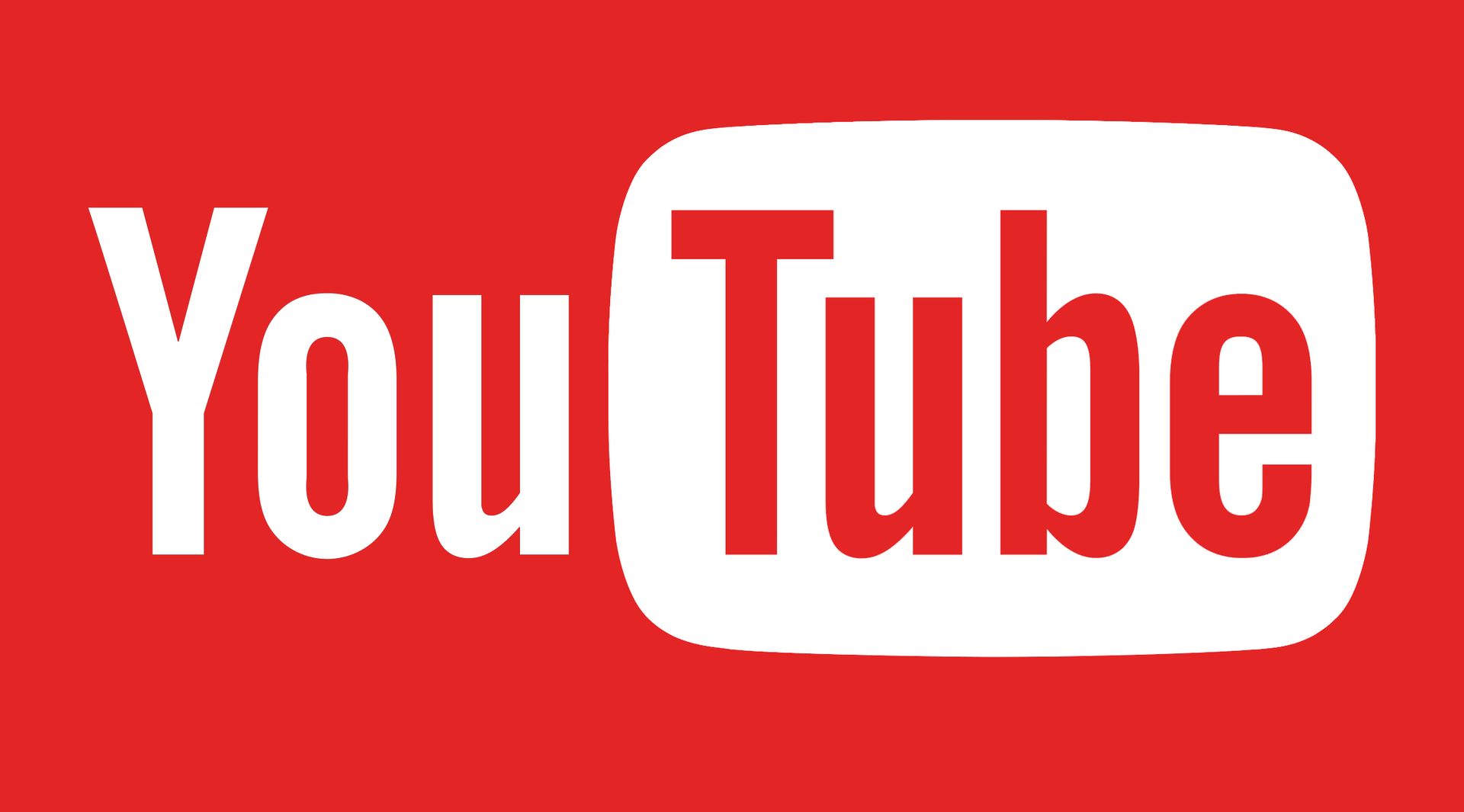 A red and white youtube logo on a red background