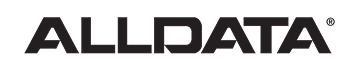 The ALLDATA logo in black text on a white background, with a registered trademark symbol. | We Fix Cars