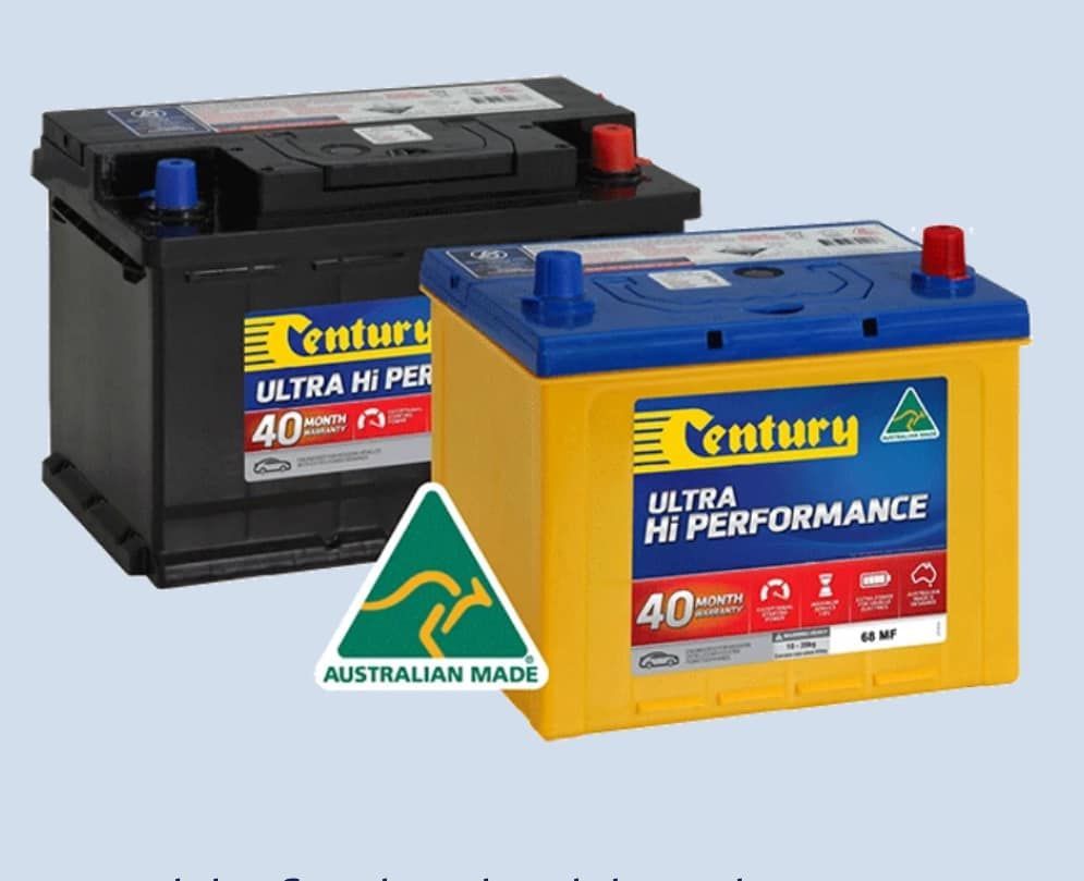 Two Century Batteries Are Sitting Next To Each Other — Goulburn Automotive Centre In Goulburn, NSW