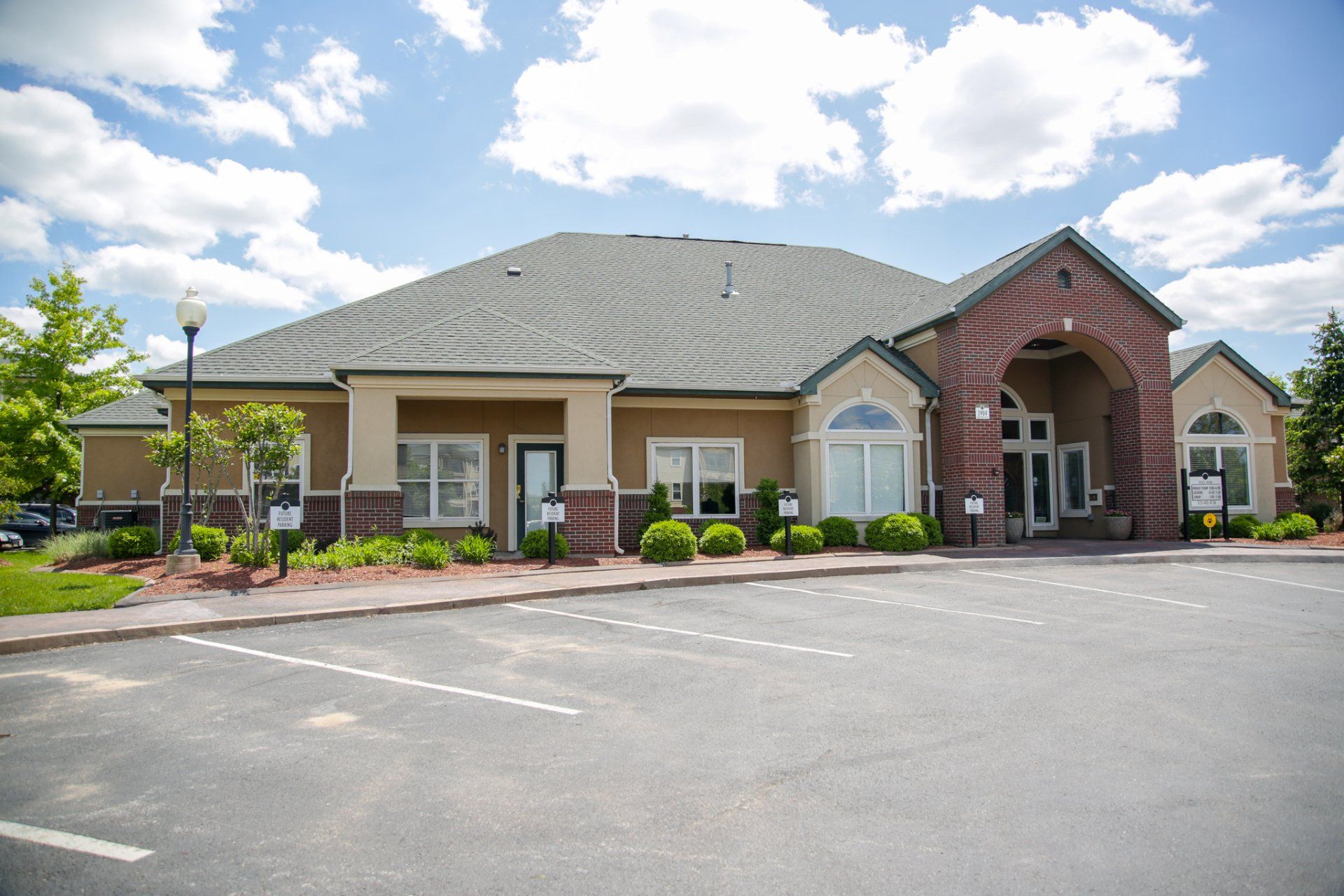 office building and parking lot