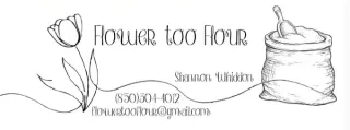 A black and white drawing of a flower and a bag of flour.