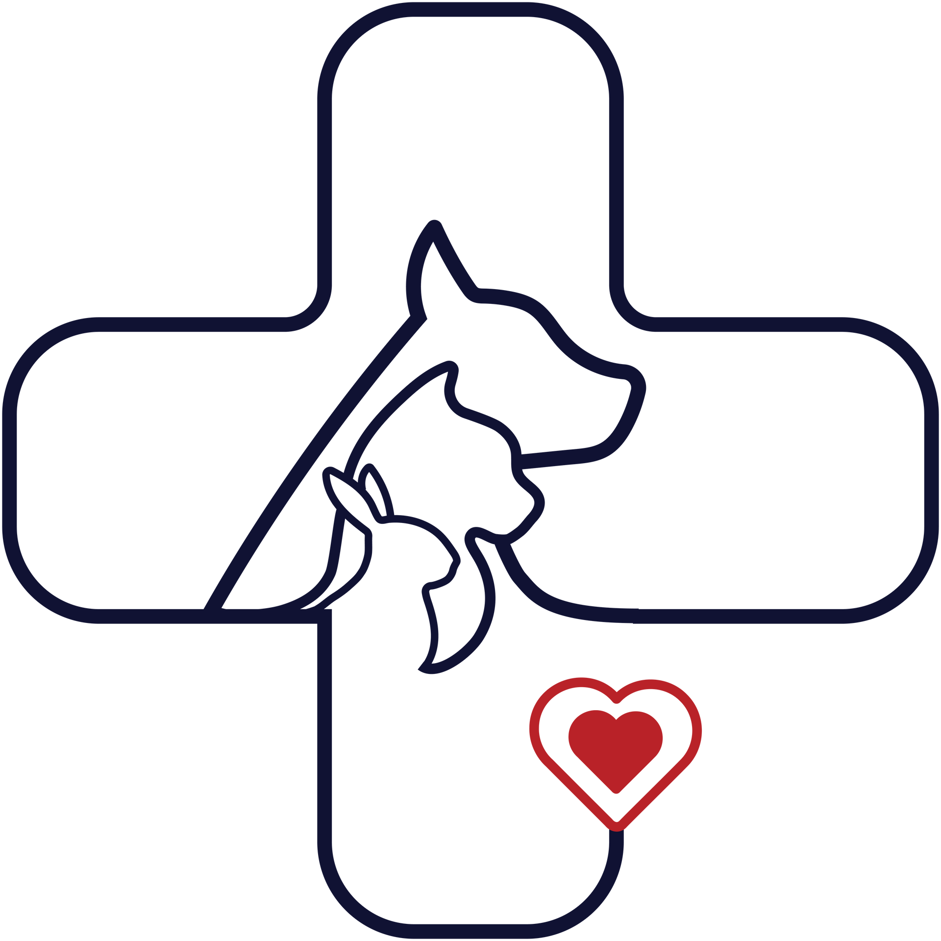 A dog and a cat are in a cross with a heart.