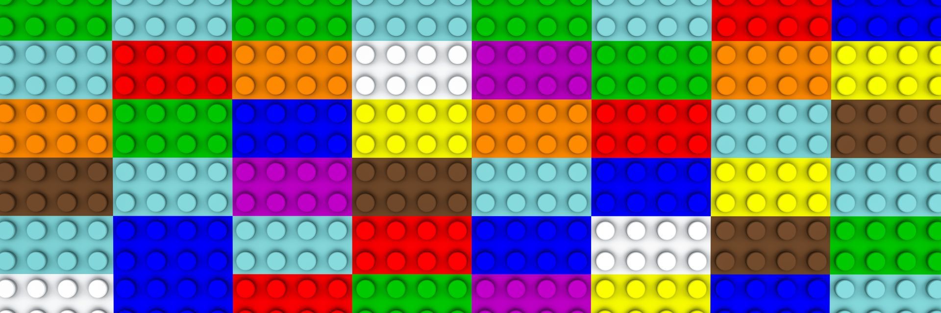 A row of colorful lego bricks arranged in a checkered pattern.