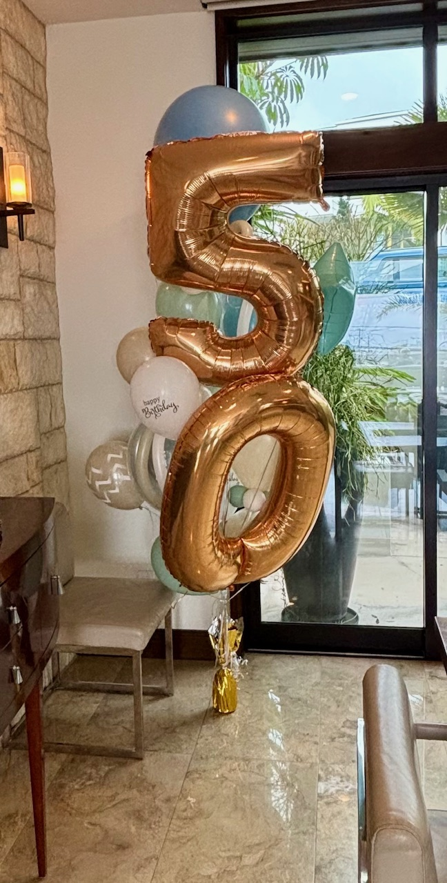 Birthday balloon bouquet with number balloons Los Angeles