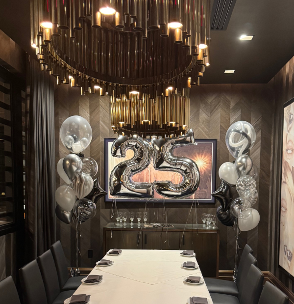 Birthday dinner party balloon number bouquet delivery Los Angeles Balloon Concierge