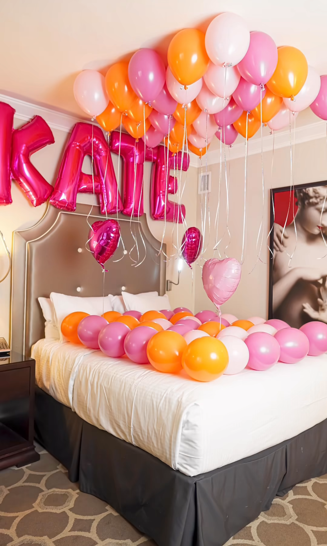 Birthday helium balloon filled bouquet with large foil numbers. 