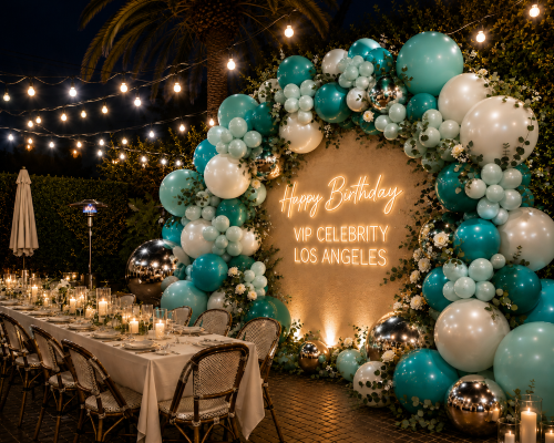  Luxury balloon backdrop wall for celebrity VIP birthday dinner in Los Angeles