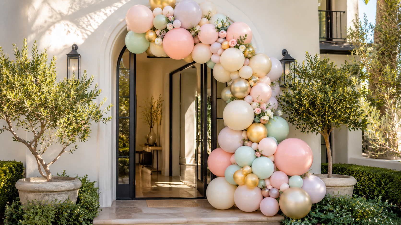 Luxury balloon delivery and setup at an upscale Los Angeles home by Balloon Concierge