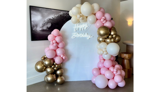 Organic balloon wall detail Los Angeles luxury installation