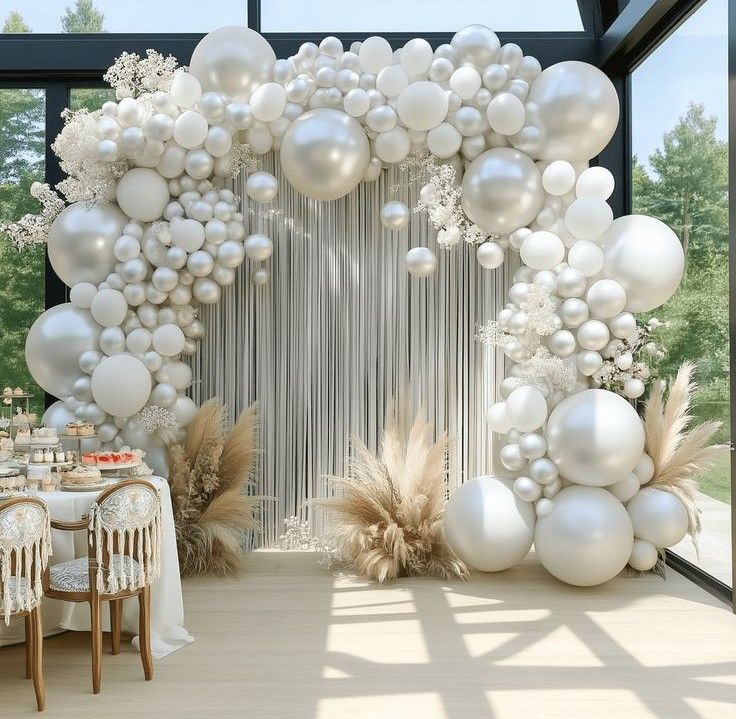 Organic balloon backdrop wall Los Angeles wedding installation