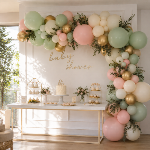 Grad cap balloon columns and Class of 2026 number balloons for Los Angeles graduation party