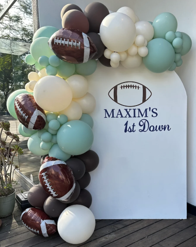 football organic balloon garland outdoor birthday party Balloon Concierge Playa Vista order