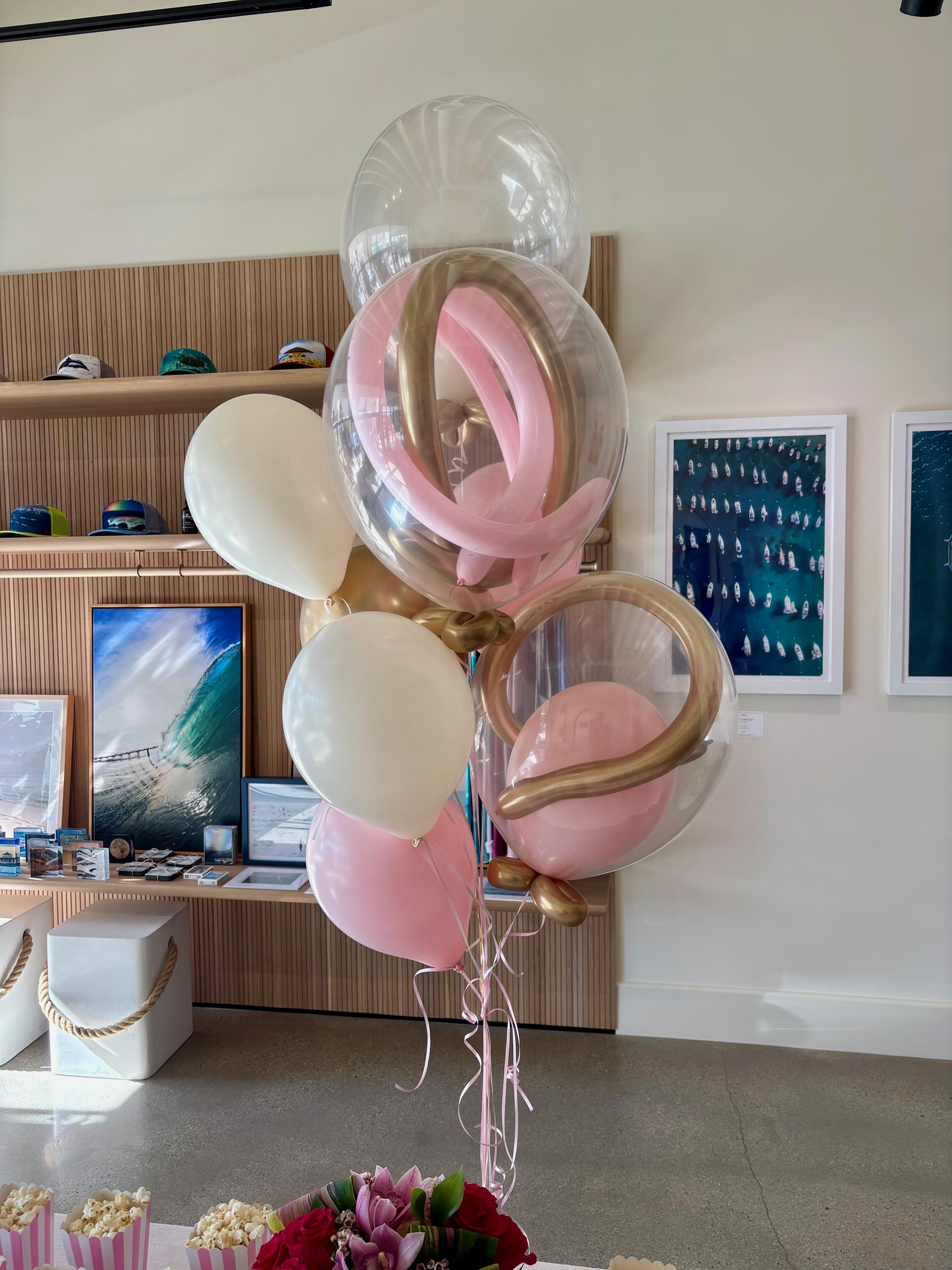 Pink Gold Cream Balloon Bouquet Delivery Manhattan Beach South Bay Balloon Concierge