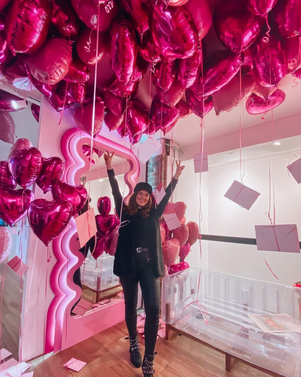 Pink foil mylar heart balloons. valentine's galentine's day delivery los angeles