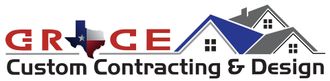 GRACE Custom Contracting & Design logo with red and black text and blue roof house icon