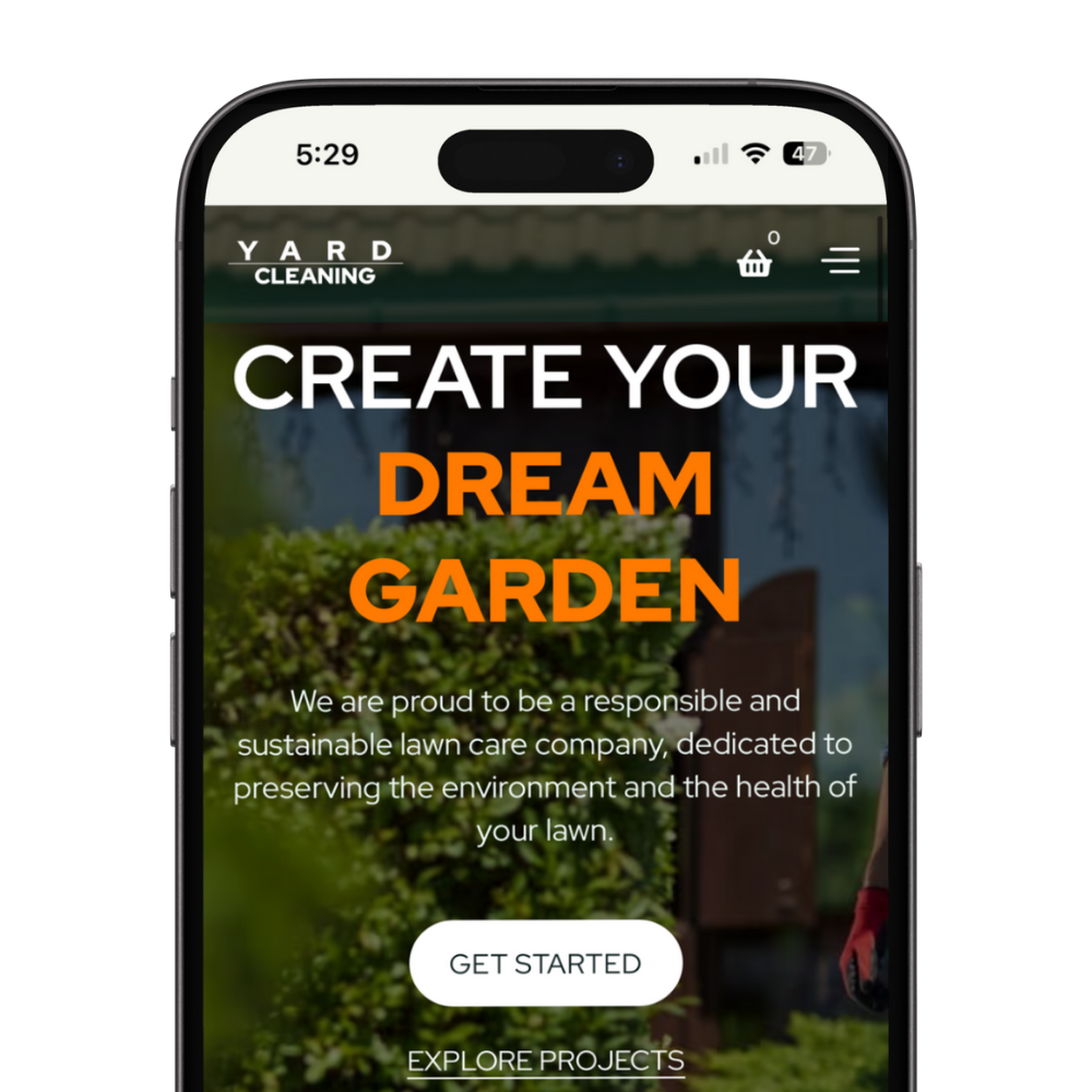 A cell phone with a website on it that says `` create your dream garden ''.