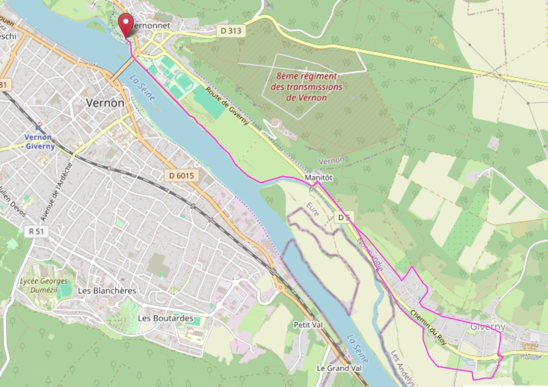 Carte de Werthen, en Allemagne, montrant la ville, le Danube et ses environs.