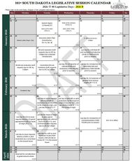 A calendar for the south dakota legislative session