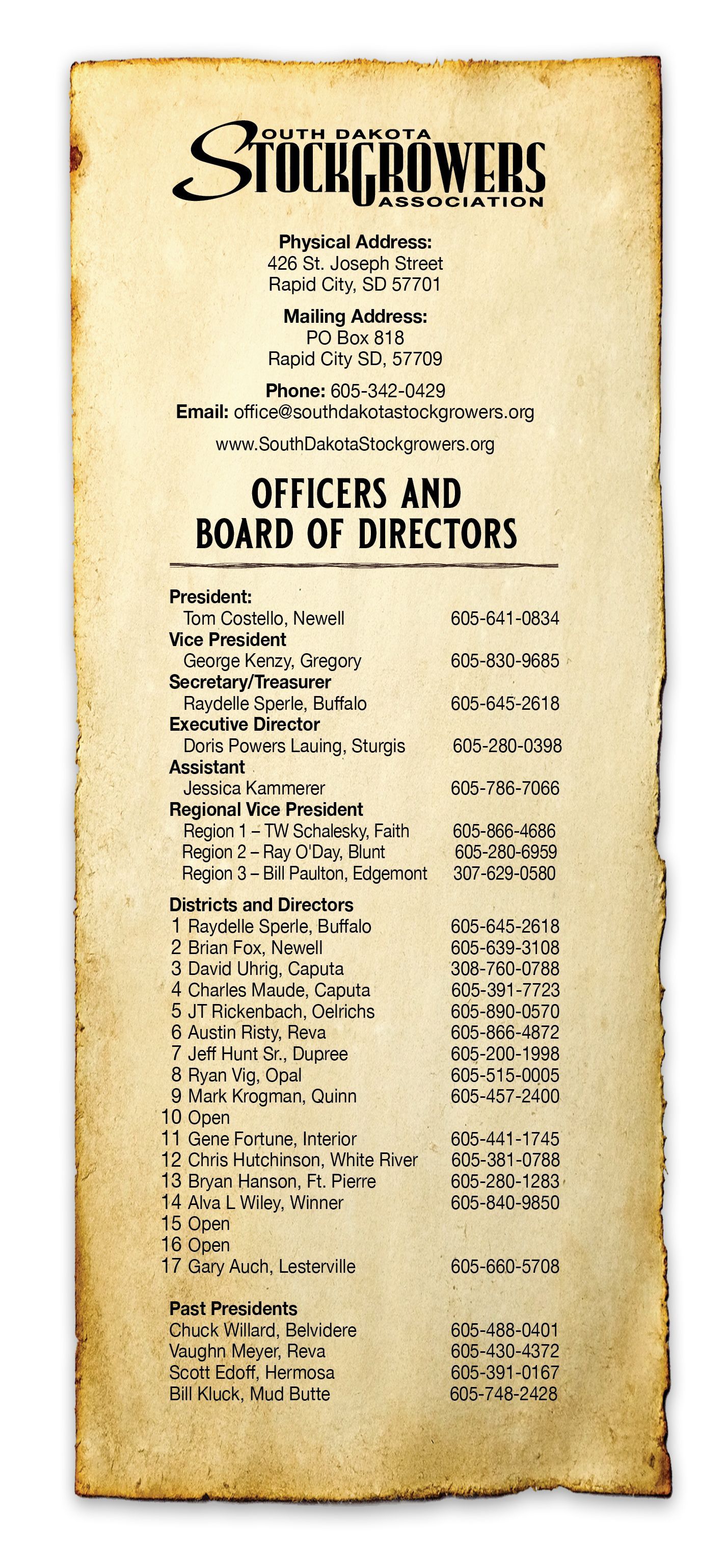 A list of sdsga committees with a picture of a herd of cows