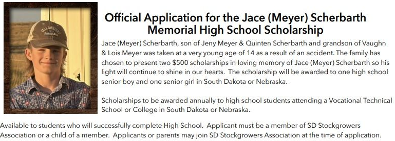 Image of Jace Meyer Scherbarth scholarship application
