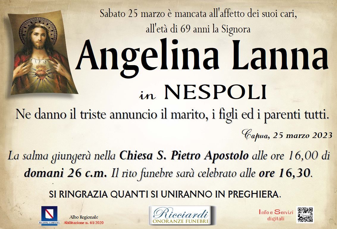 necrologio Angelina Lanna