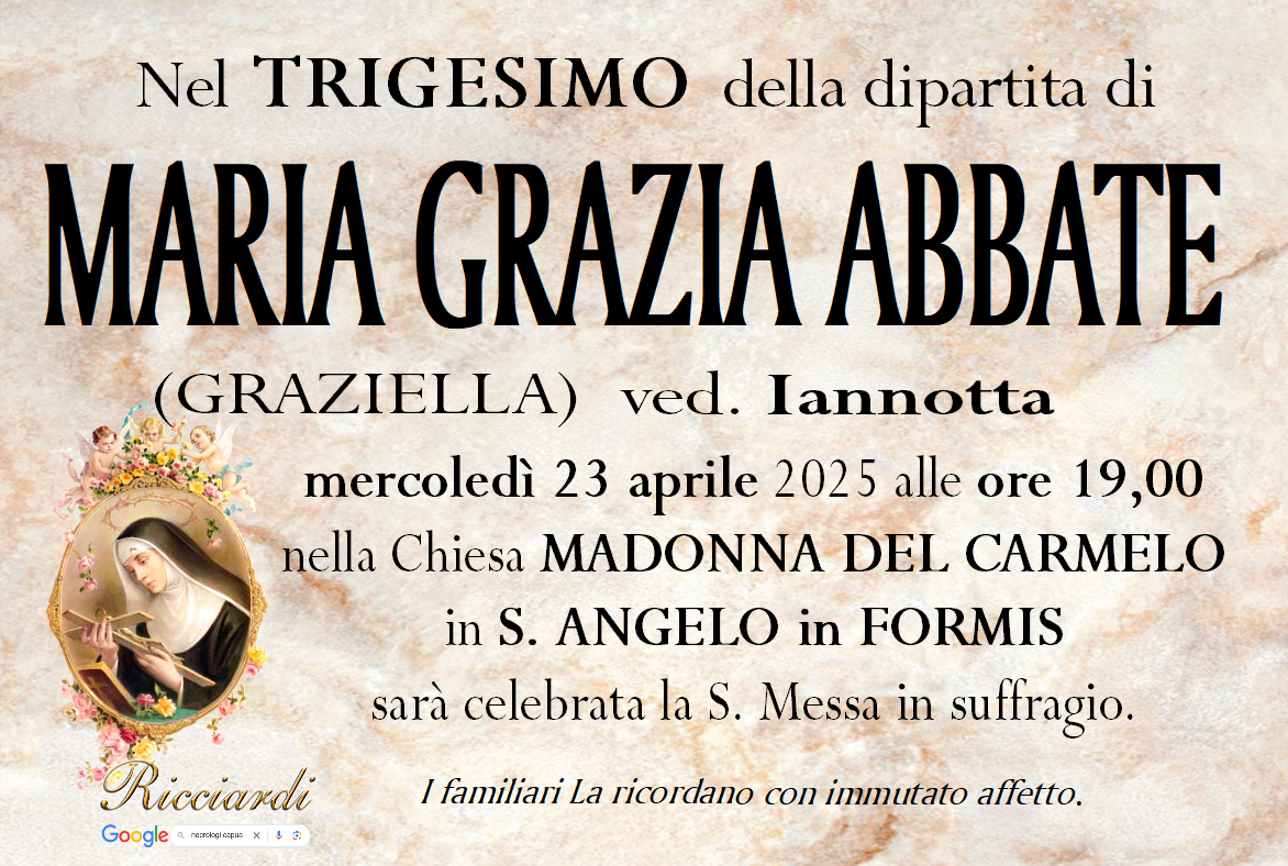 necrologio MARIA GRAZIA ABBATE