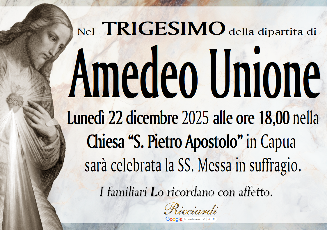 necrologio Amedeo Unione