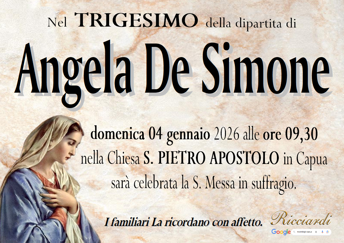 necrologio Angela De Simone