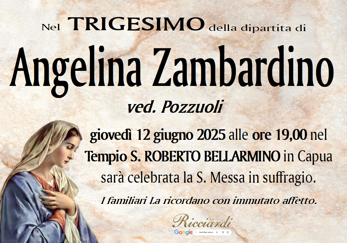 necrologio Angelina Zambardino