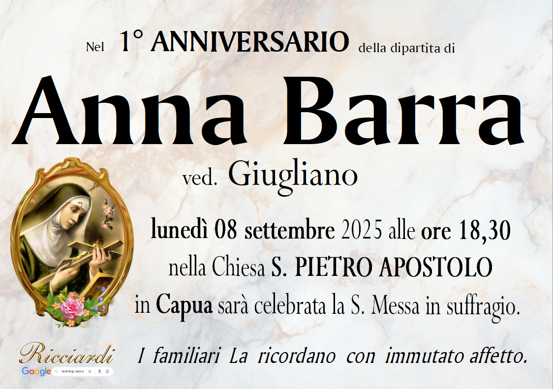 necrologio Anna Barra