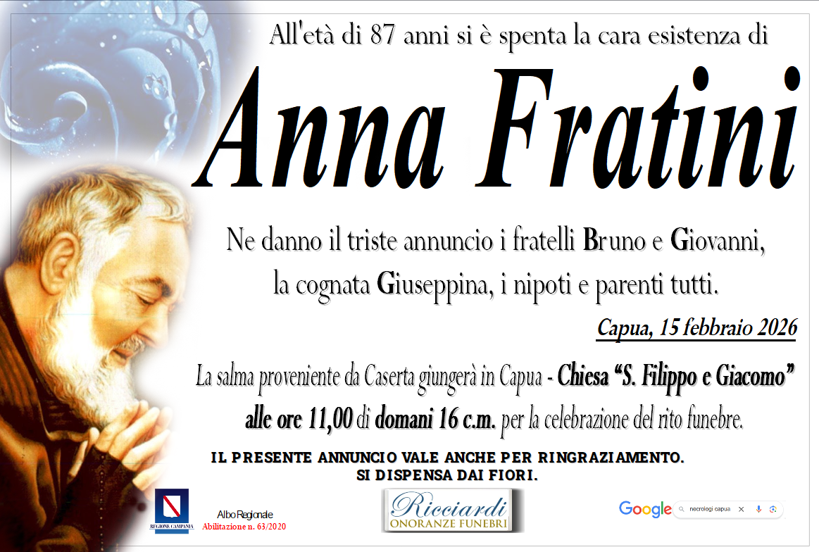 necrologio Anna Fratini