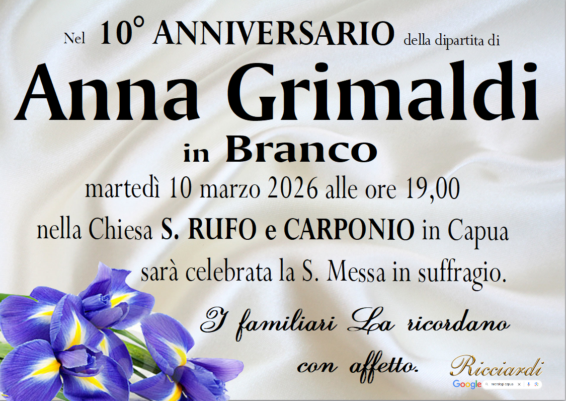 necrologio Anna Grimaldi