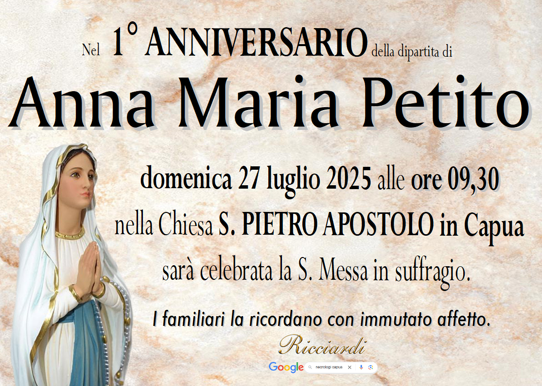 necrologio Anna Maria Petito