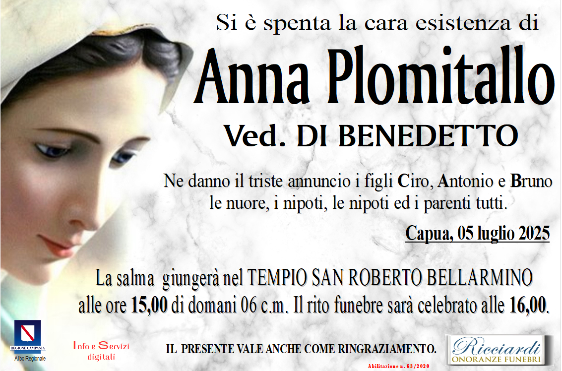 necrologio Anna Plomitallo