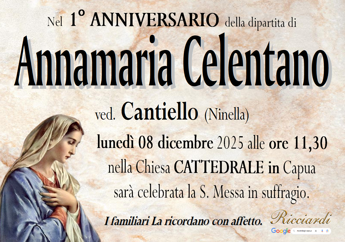 necrologio Annamaria Celentano