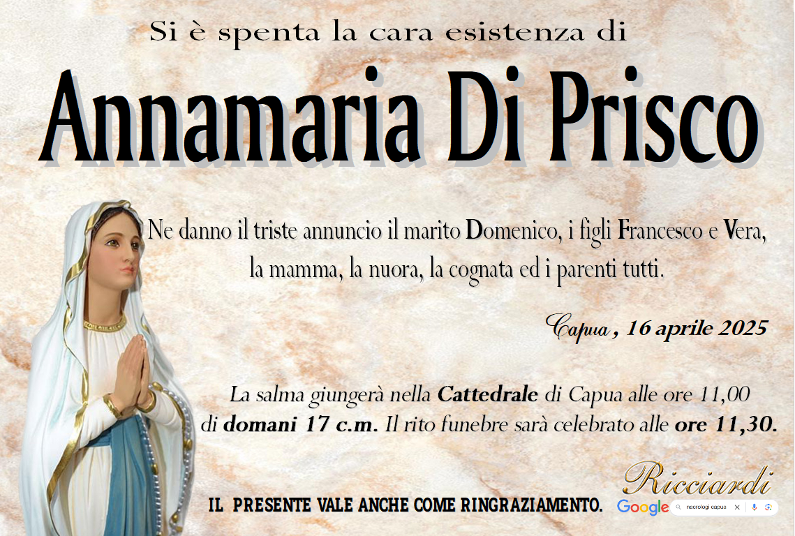 necrologio Annamaria Di Prisco