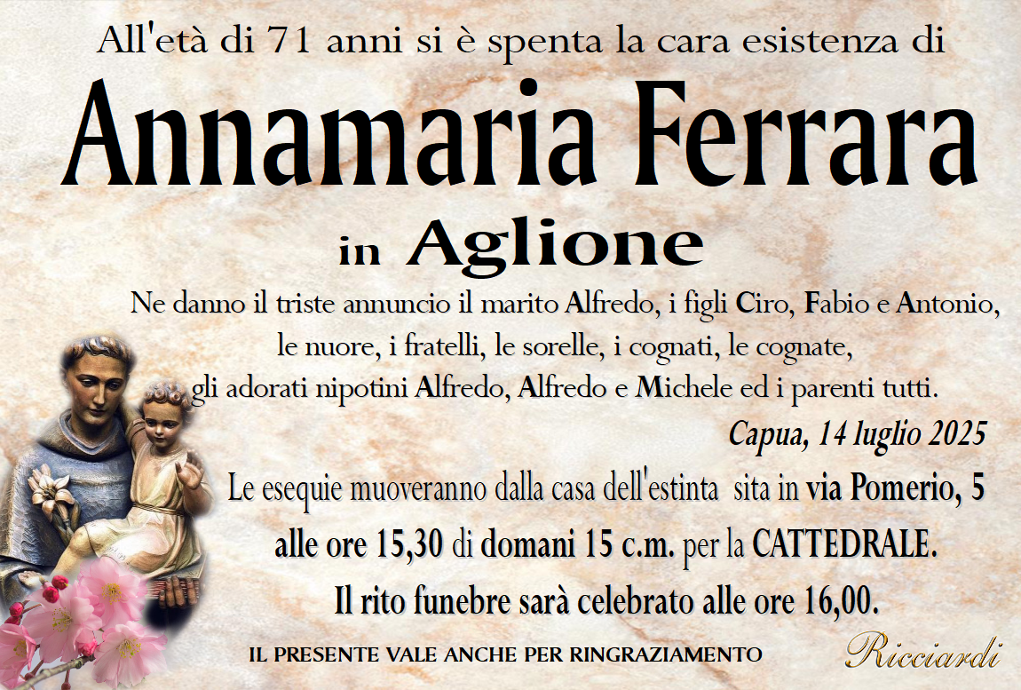 necrologio Annamaria Ferrara