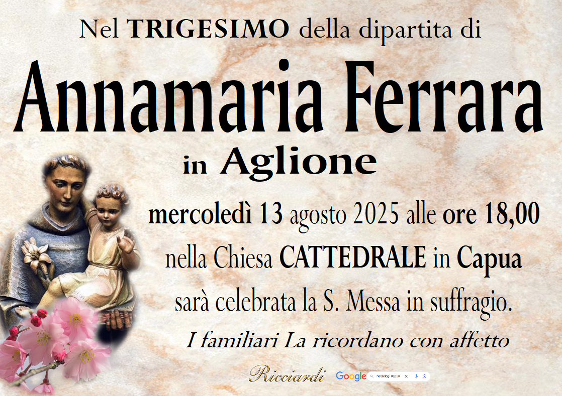 necrologio Annamaria Ferrara