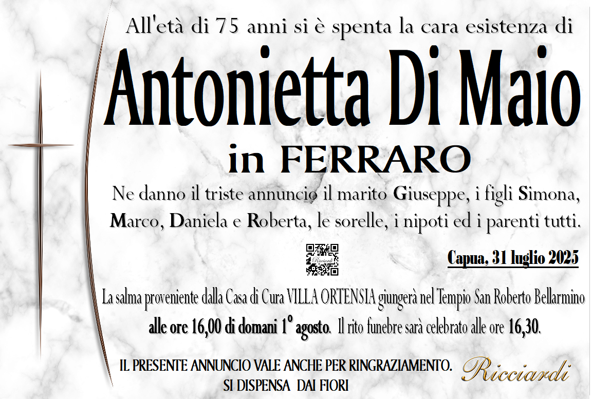necrologio Antonietta Di Maio
