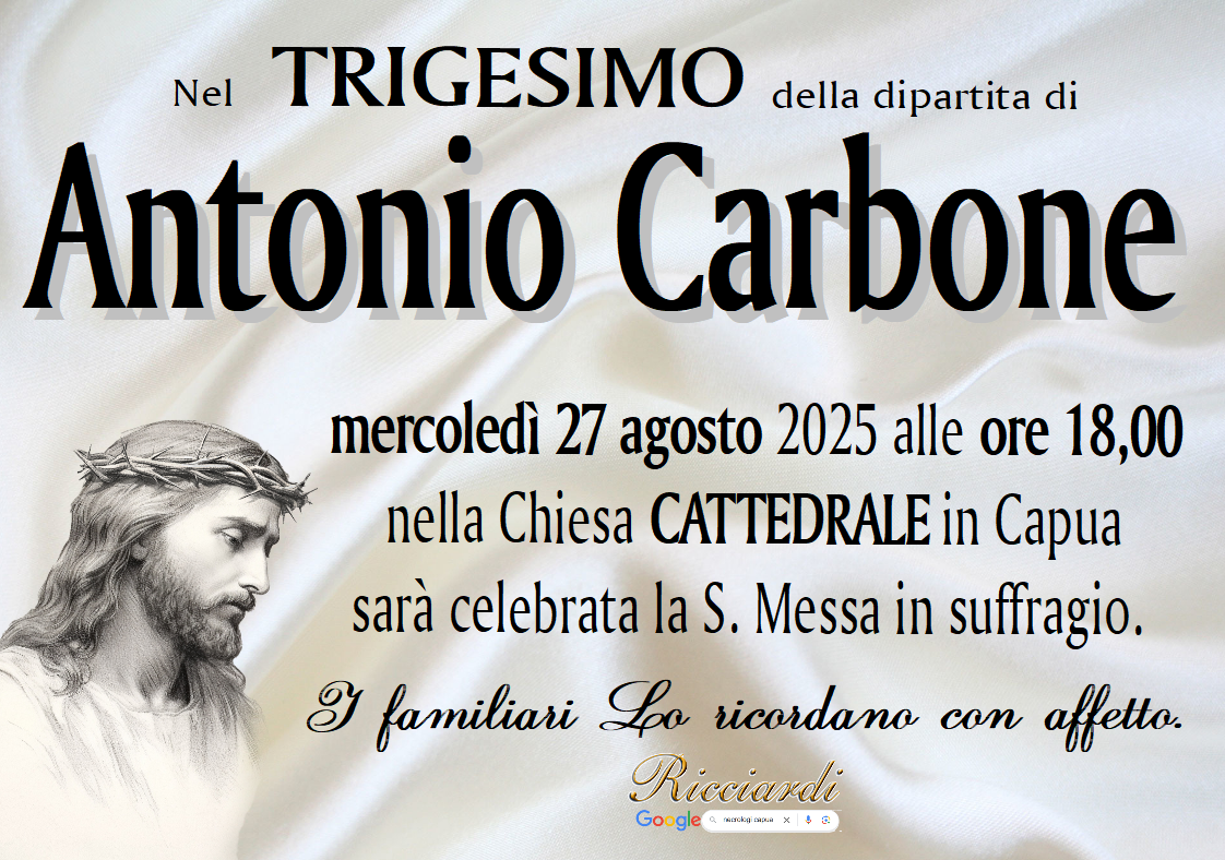necrologio Antonio Carbone