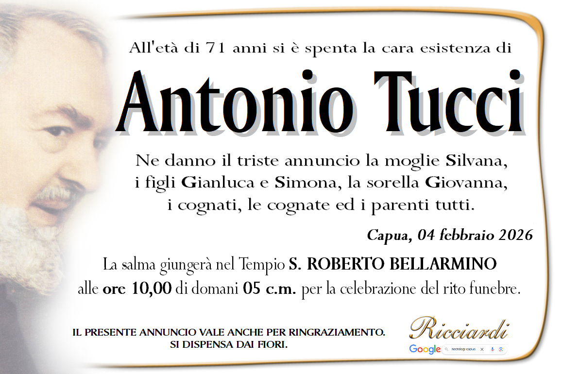 necrologio Antonio Tucci