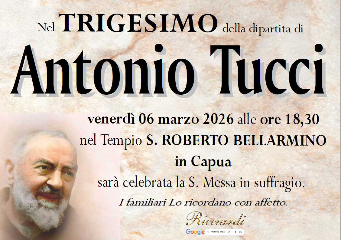 necrologio Antonio Tucci