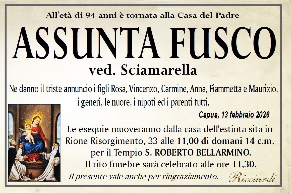 necrologio ASSUNTA FUSCO