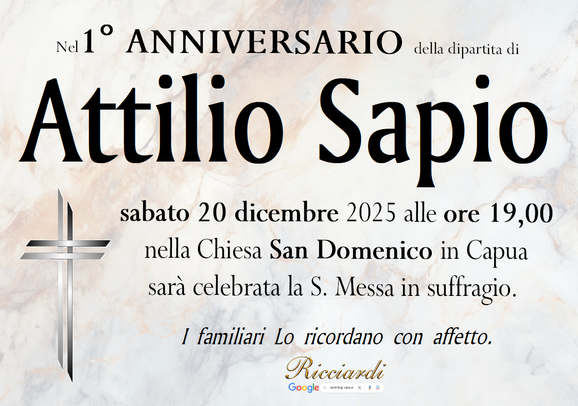 necrologio Attilio Sapio