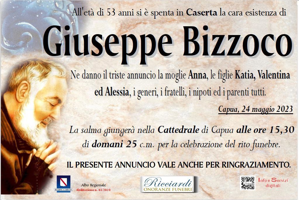 necrologio Giuseppe Bizzoco